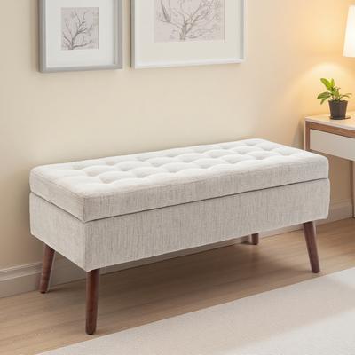 ZWYO HOSIMU "43""L Upholstered Storage Ottoman Bench for Bedroom, End of Bed Bench, Sturdy Storage with Solid Wood Legs, Holds up to 300 lbs"