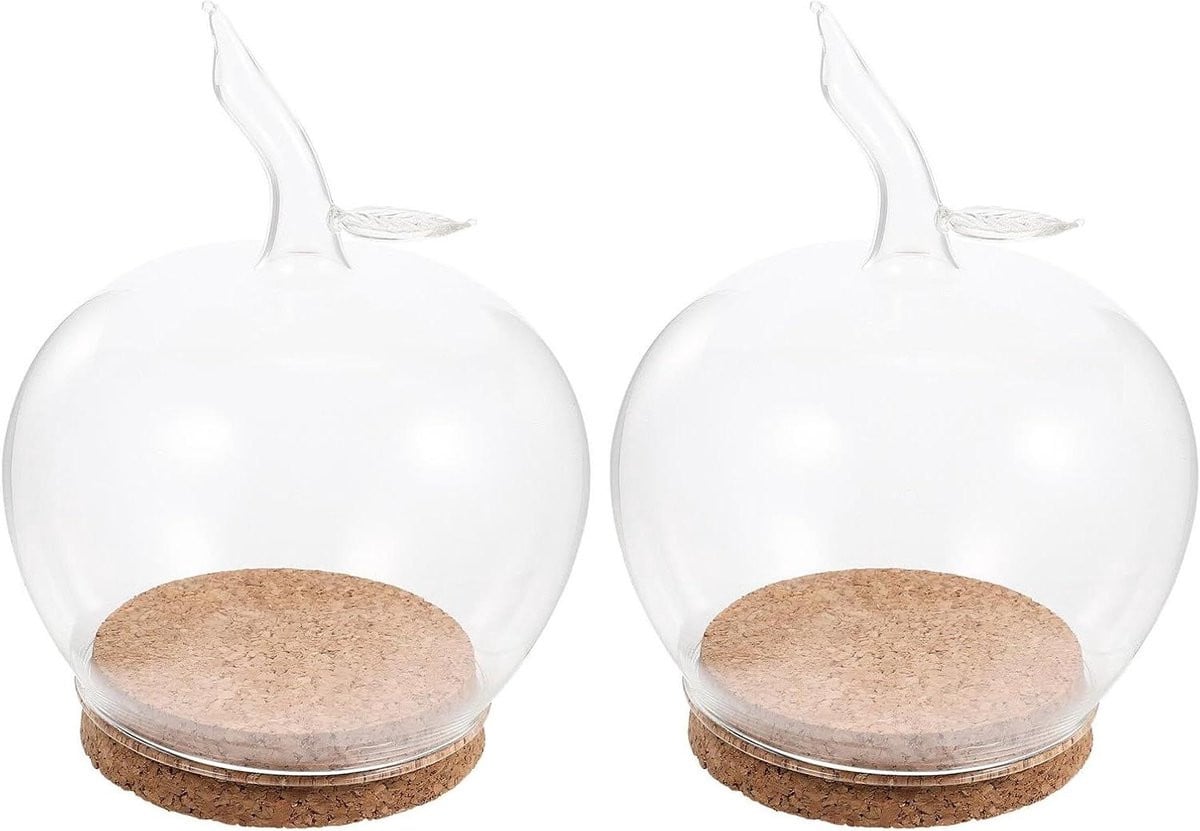 Glazen Stolp met Kurken Voet - Transparante Decoratieve Koepel - Hoogte: 15,5 cm