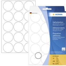 Herma 2270 Markierungspunkte Etiketten Ø 32 mm Weiß 480 St. Permanent haftend Papier
