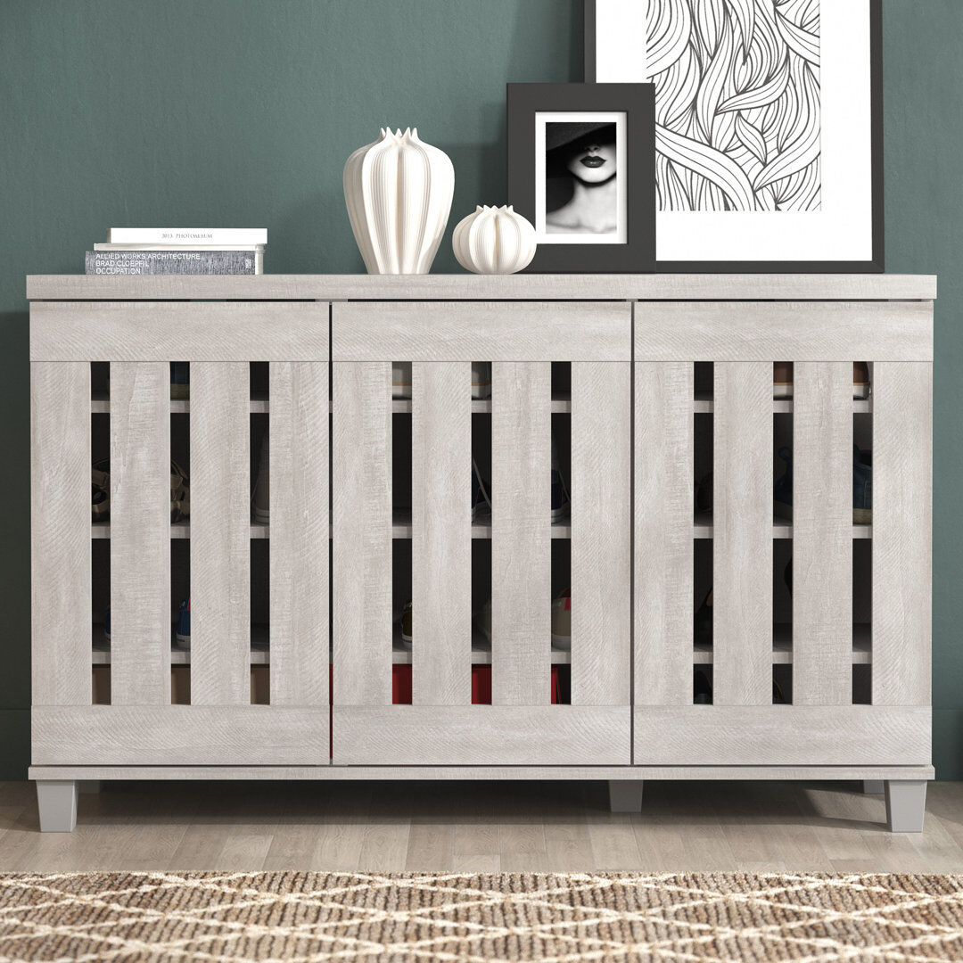 Blue Elephant Baron 3 Door Shoe Storage Cabinet Dusty Grey Oak 16