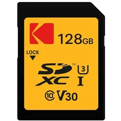 Emtec Kodak SDXC Card Class 10 (128 GB, SDXC, U3, UHS-I), Speicherkarte, Schwarz, Gelb