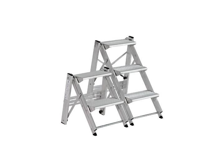Trittleiter EdiBaur Sicherheitstreppen , silber (silberfarben), H:72cm, Aluminium, Leitern, Trittleiter