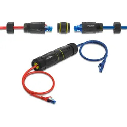 DeLOCK Kabelverbinder RJ45 Buchse zu RJ45 Buchse mit M23 Gewinde geeignet für Cat.6a / Cat.7 Netzwerkkabel IP68 staub- und wasserdicht
