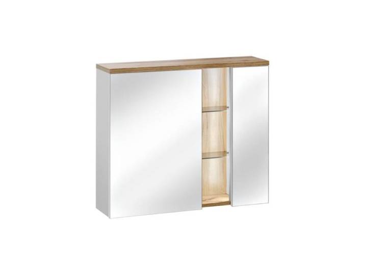 Armoire Miroir - GENERIQUE - BAHAMA WHITE 841 - 2 Portes - LED - 70x80x20 cm