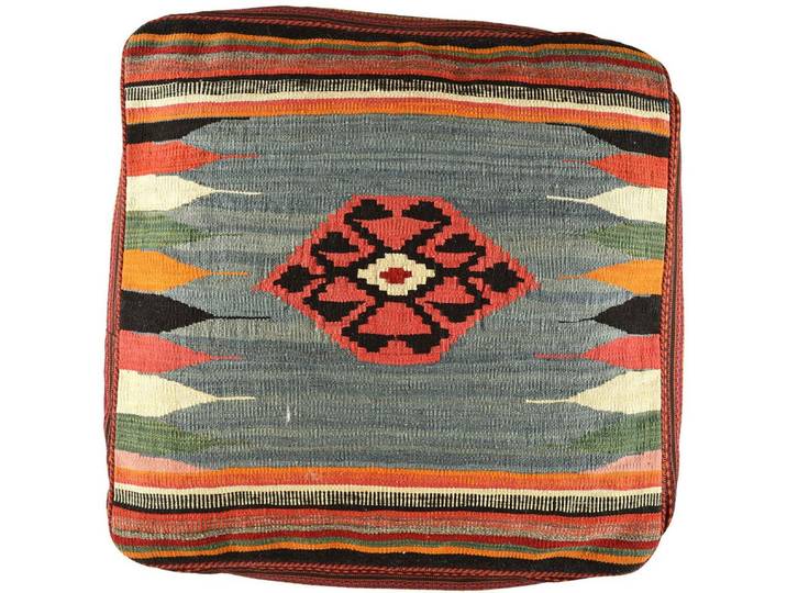 KUHFELL online & NOMAD Pouf ORIENT KELIM POUF SITZKISSEN BODENKISSEN FUßHOCKER 60 x 60 x 30 cm