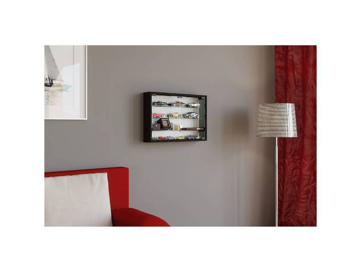 Vitrine murale Mandosa I 60 x 40 x 10cm Noir/Noir/Blanc