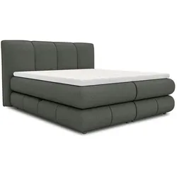 Boxbett Alberto 180 x 200 cm Stoff Grau Dunkelgrau