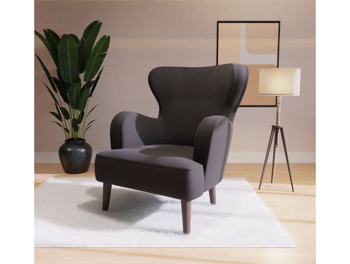 Sessel HOME AFFAIRE SICILIA , schwarz, B:88cm H:88cm T:64cm, 100% Polyester, Sessel, Sessel, moderner Ohrensessel