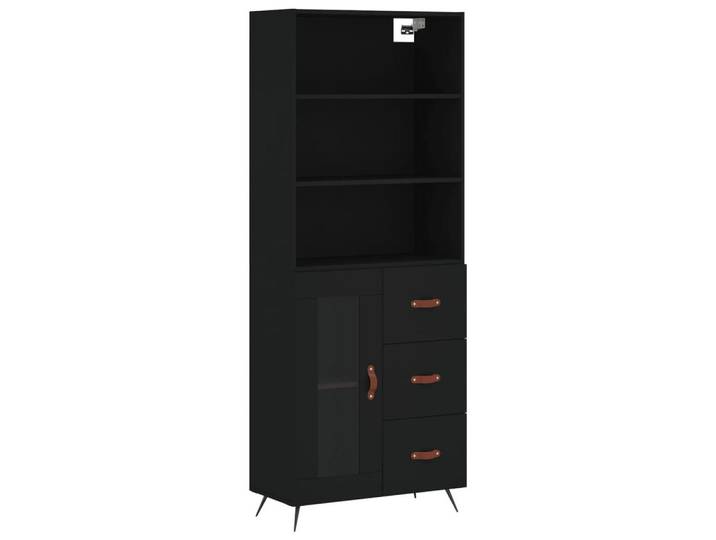 vidaXL Highboard Highboard Schwarz 69,5x34x180 cm Holzwerkstoff (1 St)