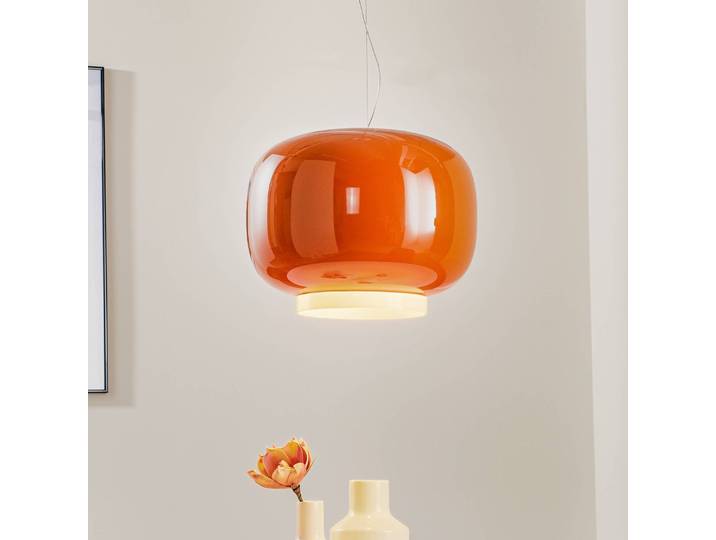 Foscarini Designer Hängelampe Chouchin 1, dimmbar, gelb / orange, für Küche, Glas, Design, Pendelleuchte