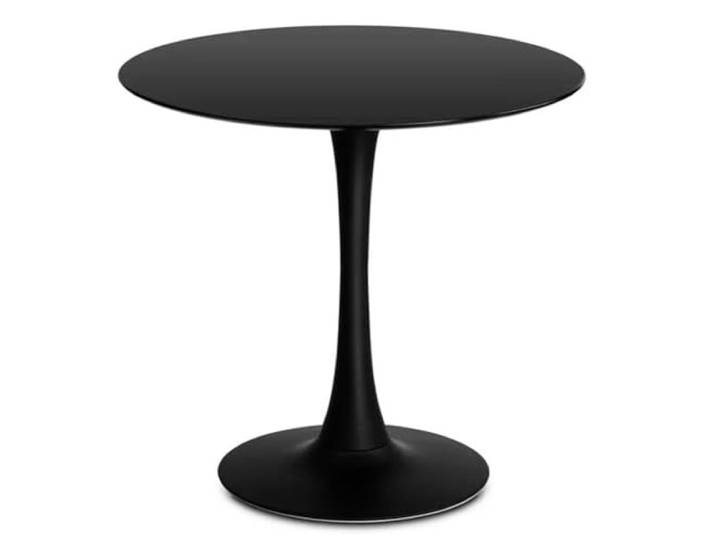 JHAISMAO Modern Rund Esstisch Mit MDF-Tischplatte Metallgestell Sockeltisch Tulip Tisch Mittleres Jahrhundert Küchentisch(Size:80x80x73cm,Color:Schwarz)
