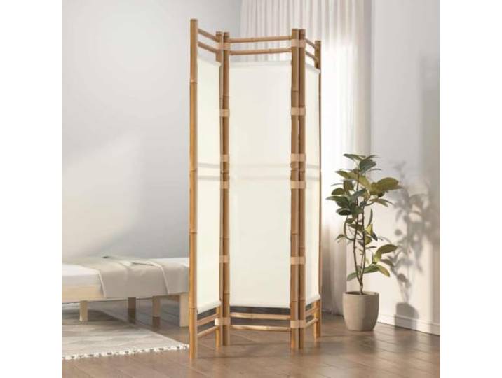 GBCDSWBR 3-TLG. Paravent Faltbar - Raumteiler aus Bambus & Canvas, 120 cm Privatsphäre im Wohnzimmer, Sichtschutz für Garten & Balkon, Robustes Design