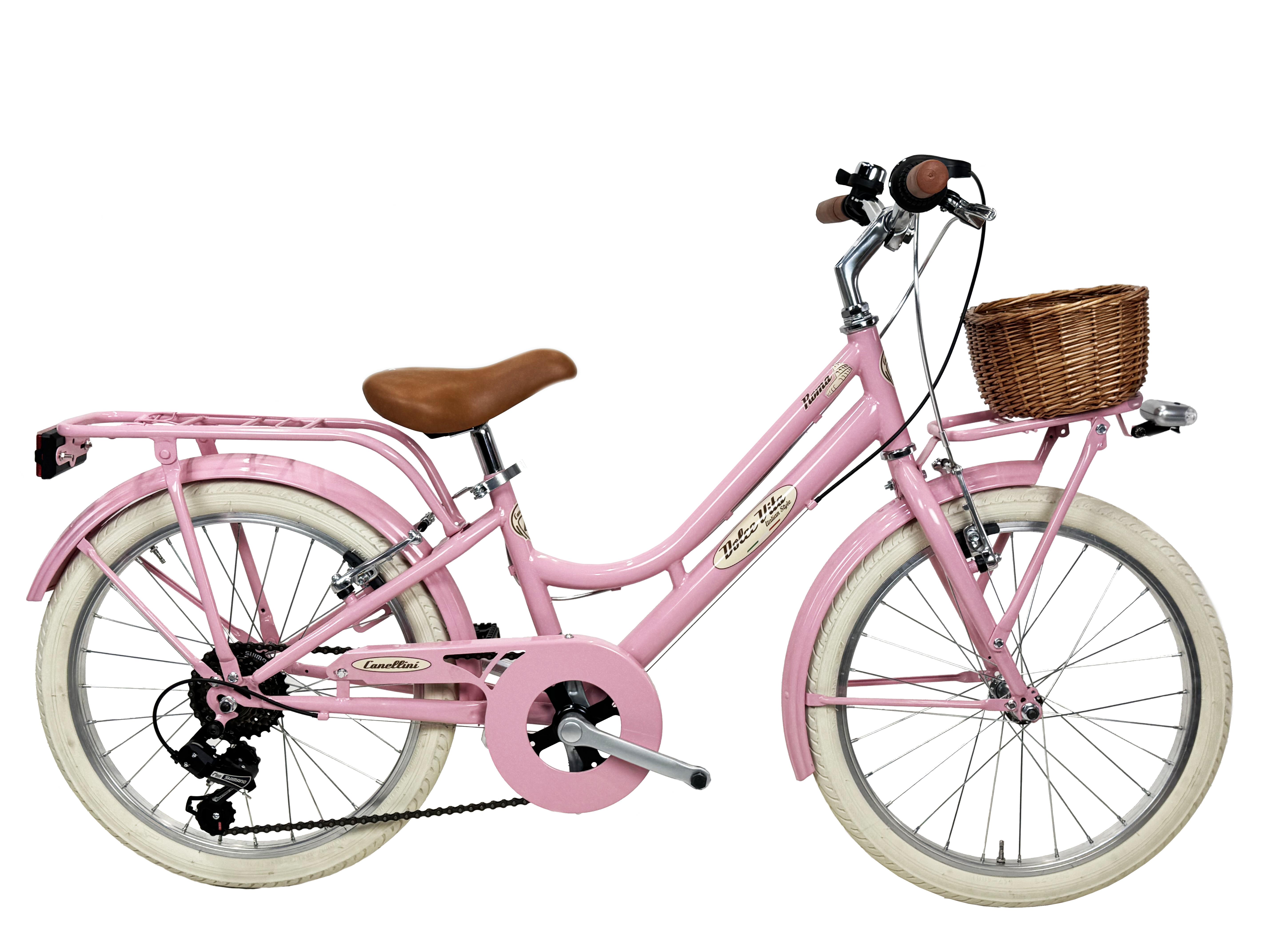 Mädchenfahrrad Dolce Vita by Canellini ROMA 20" 6V - Rosa mit Korb