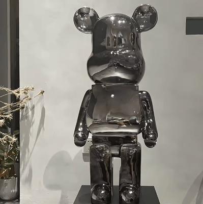 Uplift Curations Gradient Violent Bear Statue Luxury Resin Mirror Sculpture For Living Room Decor black 31.5 Inches