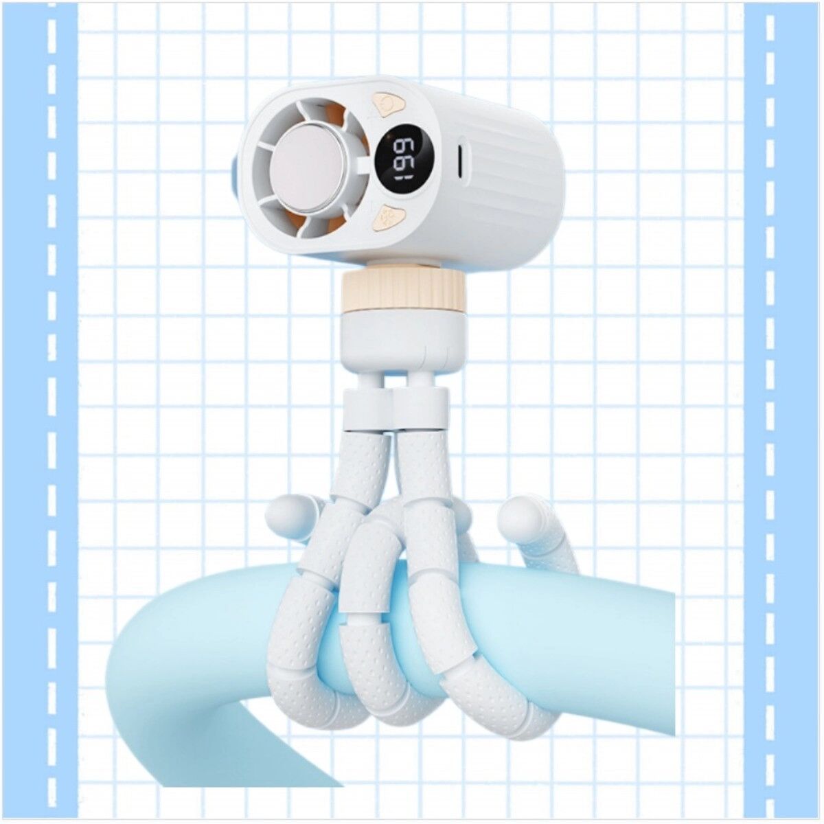 INF Octopus X32 Tragbarer leiser Hochleistungs-USB-Ventilator mit flexiblen umschlingbaren Beinen, 199-stufenlose Steuerung und Weiß