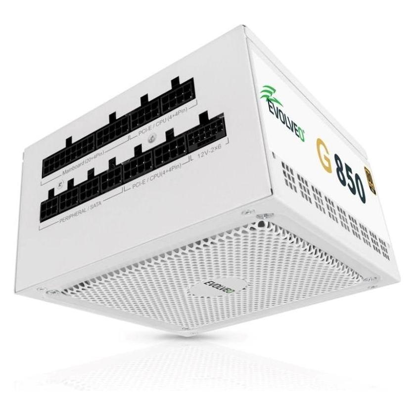 Evolveo G850 zdroj 850W, 80+ GOLD, ATX 3.1, aPFC, 140 mm ventilátor, záruka 3 roky, bílý (850 W) (G850-WH)