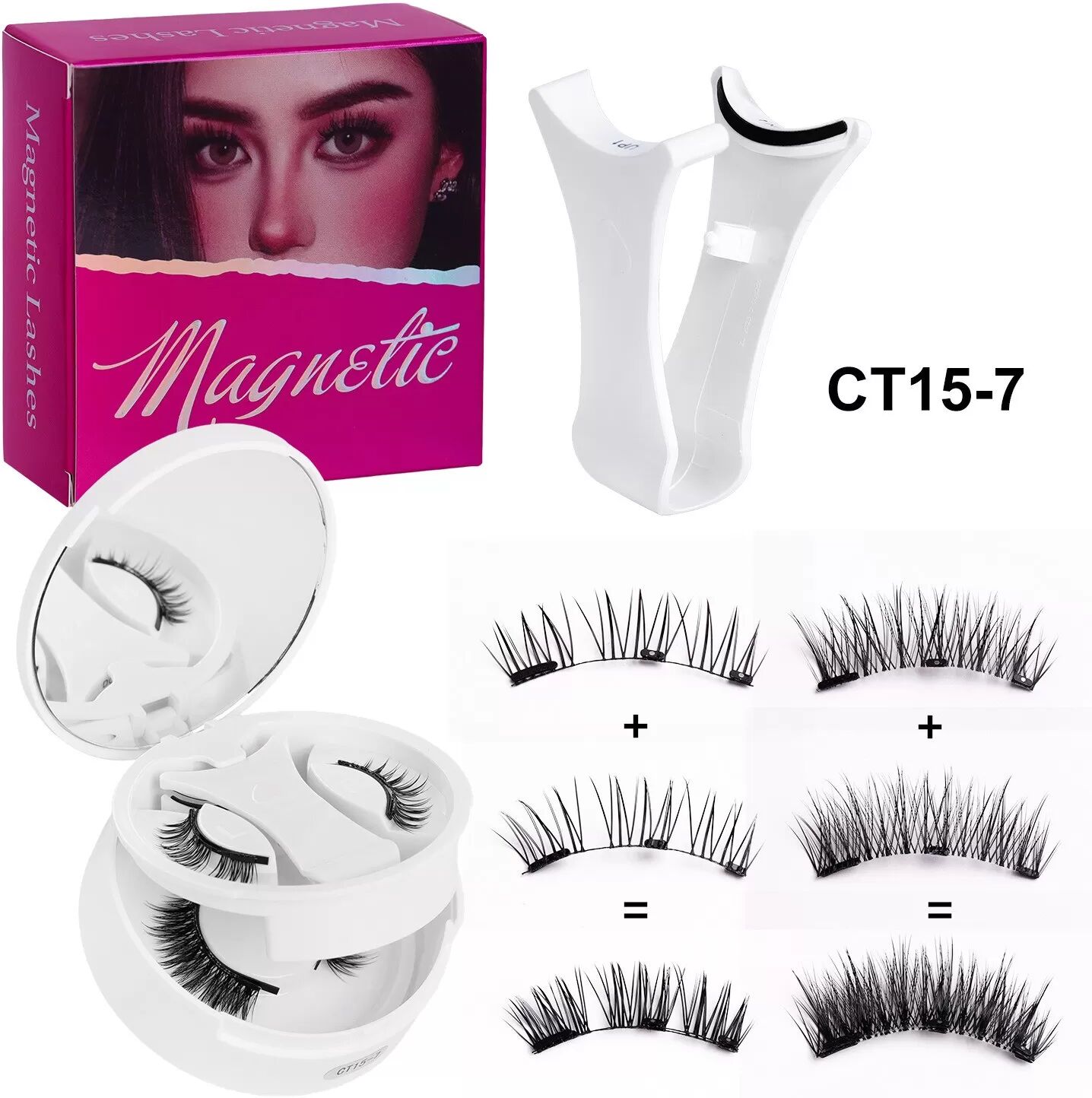 INF Magnetische Wimpern 2 Paare - Wiederverwendbar, ohne Kleber, einfach anzubringen