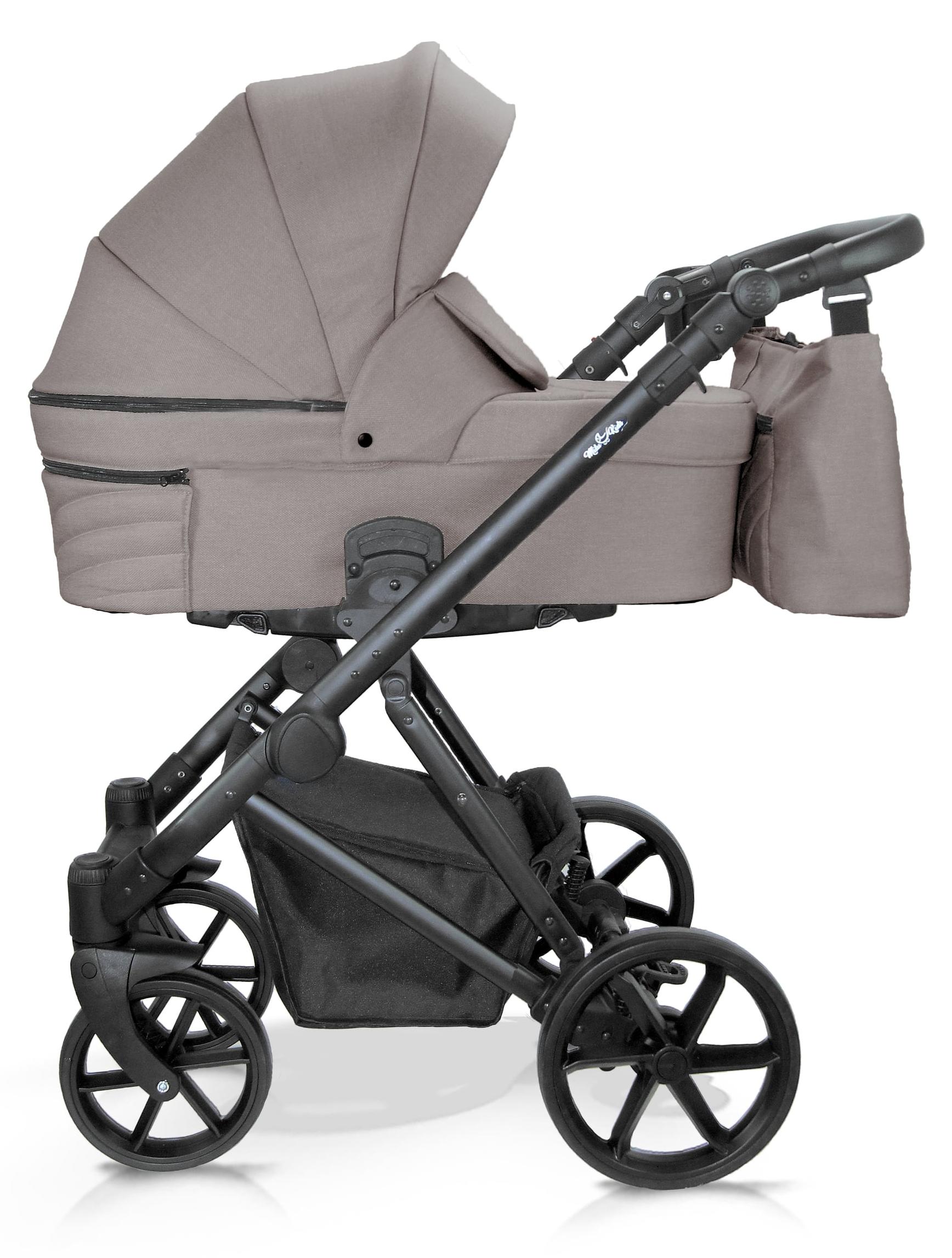 Milukids Lago-Lux 3-in-1 Kombikinderwagen Schwarz mit Babyschale (LAX-01)