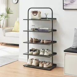 Schuhregal Poytya Stahl 119x60x32 cm Anthrazit [en.casa]