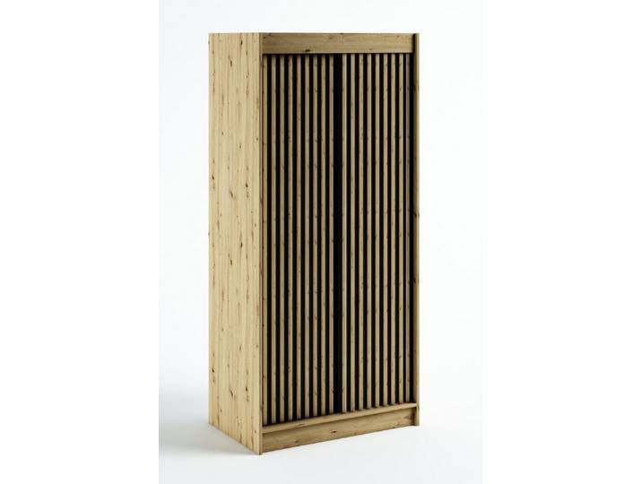 ABIKS MÖBEL Schwebetürenschrank LAMELO 1 mit Zierstreifen, Kleiderschrank mit Kleiderstange, Regalen