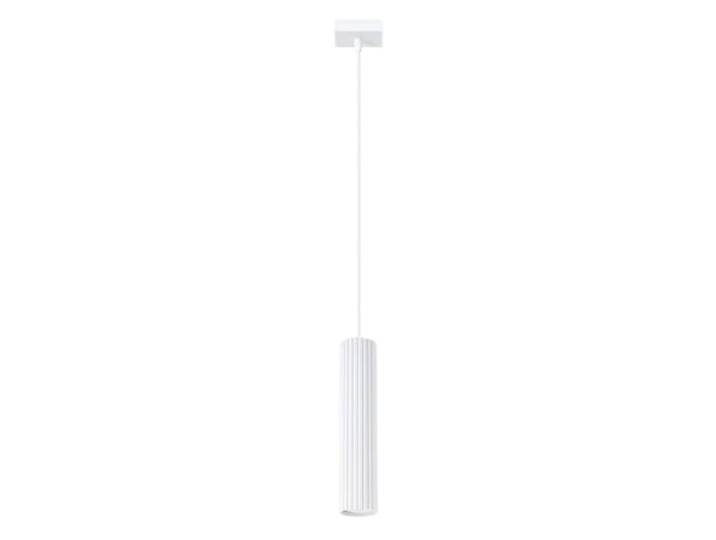 SOLLUX lighting Suspension Luminaire - Lustre Plafonnier - en Aluminium - 1 Abat-jour - 8 x 8 x 118 cm - Karbon Blanc