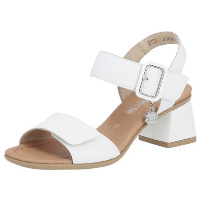 Sandalette REMONTE "ELLE-Collection", Damen, Gr. 38, weiß, Leder, Schuhe Sandalette, Blockabsatz, Sommerschuh, Sandale, Abendschuh mit Klettverschluss