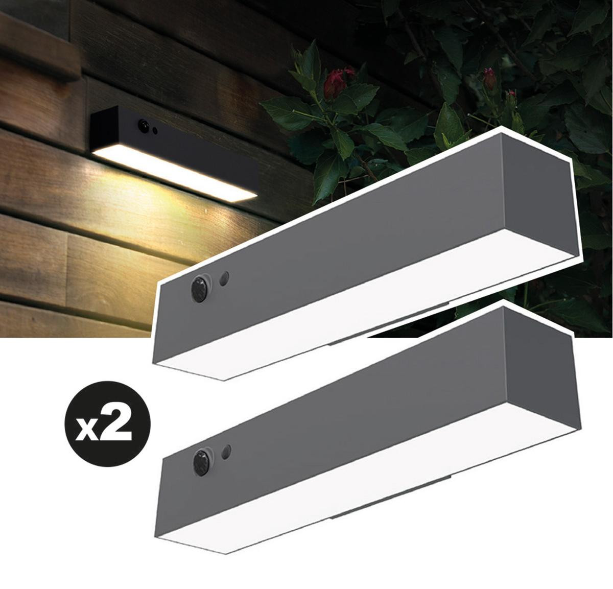 Set van 2 EZIlight Solar Wall S24 LED wandlampen met accentverlichting voor in de tuin