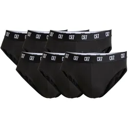 CR7 Herren Slips, 6er Pack - Briefs, Logobund, Stretch Cotton Schwarz / L