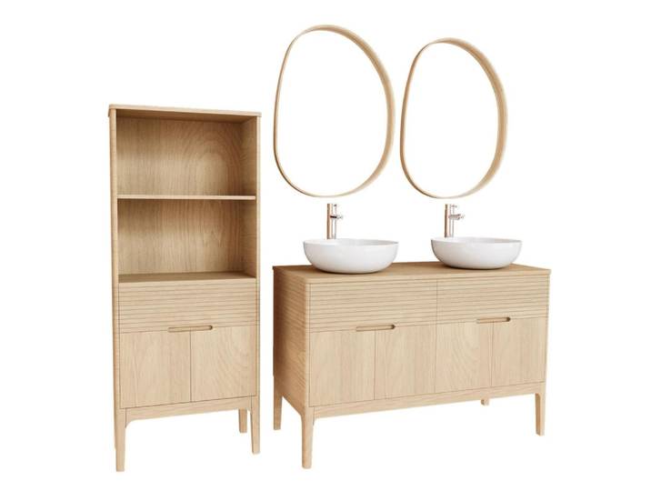 Meuble vasque robinet miroir et colonne