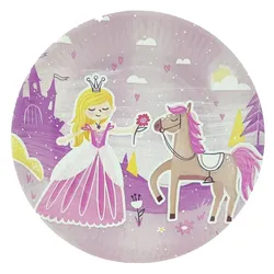 Pappteller Partyteller Kinderteller Prinzessin Motiv rund Einweg 10 Stück bunt