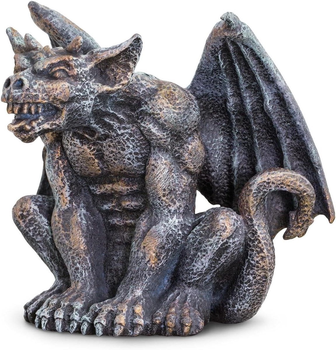 Gargoyle beeldje Bronskleurig Mythical figuur voor bureau decoratie B/D/H: 5 x 9 x 7 cm