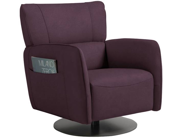Sessel EGOITALIANO Honey , lila (plum), B:74cm H:85cm T:85cm, Sessel, Sessel, inkl. seitlicher Einstecktasche, drehbar und mit Wipp-Funktion