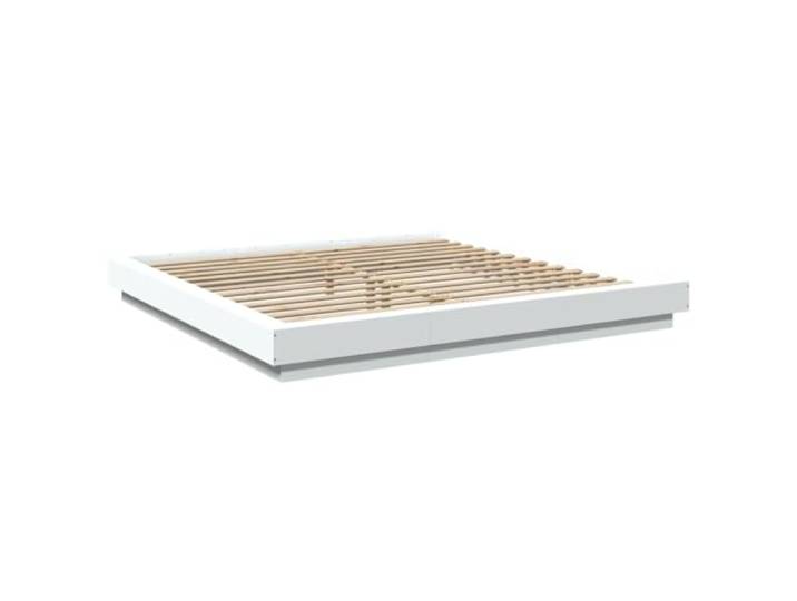 KTHLBRH Bettgestell weiß 200 x 200 cm aus mehrschichtigem Holz Minimalistisches Design, Lattenrost aus Sperrholz, Matratze nicht im Lieferumfang enthalten, Montage erforderlich