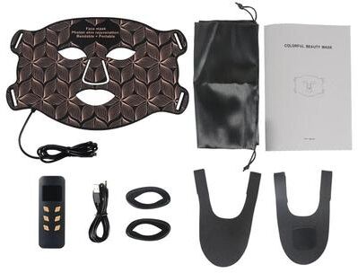 Uplift Treasures Silicone LED Facial Mask With Neck 8 Color Light Therapy brown Only Mask