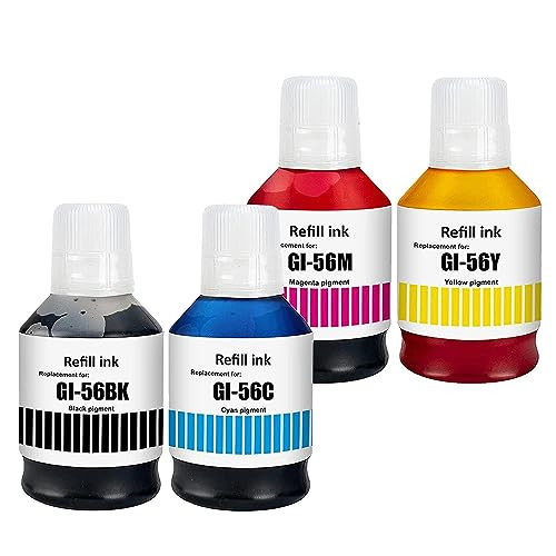 LAIPENG GI-56 Inktmultipack compatibel met Canon MAXIFY GX7050 GX4050 GX6550 GX6050 GX3050 GX5050 GX5550 4-kleuren (zwart/cyaan/magenta/geel)