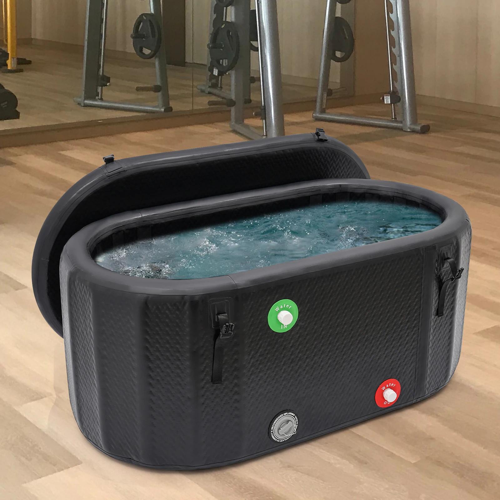 Aufblasbare Eisbadewanne - Freistehende Badewanne - PVC-Gummi 275 L - Kaltwasserbad für Sportler - 132 x 70 x 62 cm - Schwarz