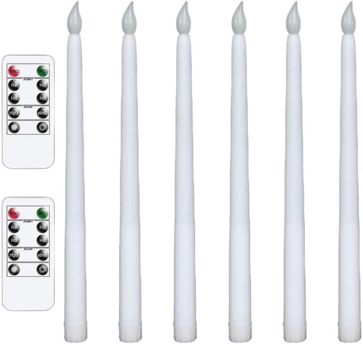 Set van 6 witte vlamloze LED kaarsen met afstandsbediening
