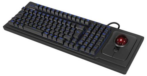Keysonic KSK-8202ELU-T (DE) Kabelgebunden Tastatur Deutsch, QWERTZ Schwarz mit Trackball, Beleuchtet