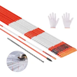 VEVOR Schneestangen, 200 Stück, 122 cm lang, 6,35 mm Durchmesser, Auffahrtstangen mit 30 cm Stahlbohrern, reflektierende Einfahrtsmarkierung, Fiberglasstangen für Parkplätze, Gehwege, Schneeräumen