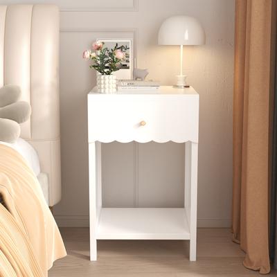 Ostweer Modern Coffee Table Sofa Side Table with Open Shelf, Lamp Table Accent Table Storage Cabinet with Drawer