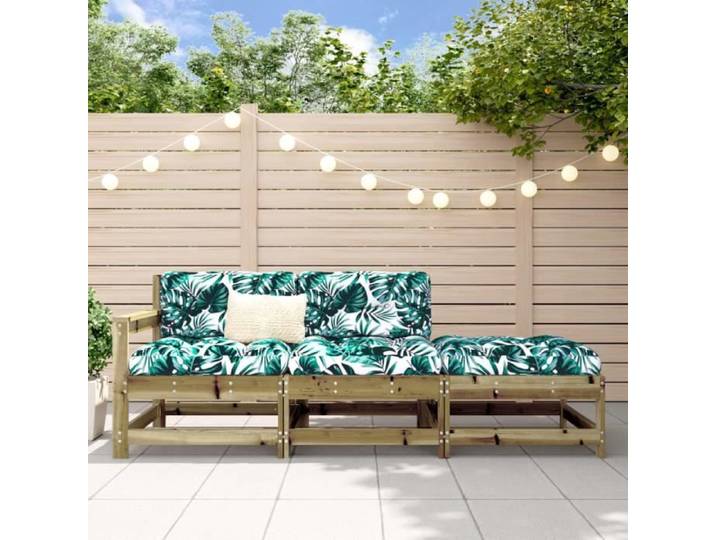 Salon de jardin 3 pcs avec coussins bois de pin imprégné-7319462718372-LuLo boutique