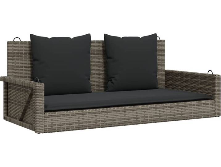 vidaXL Hängebank mit Kissen Grau 119x56x48 cm Poly Rattan