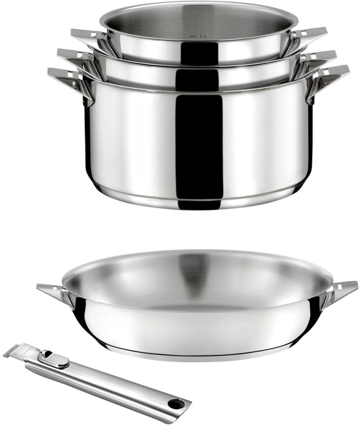 Cuisinox Lot 5 pièces : casseroles, poêle et poignée Argenté 0x0cm