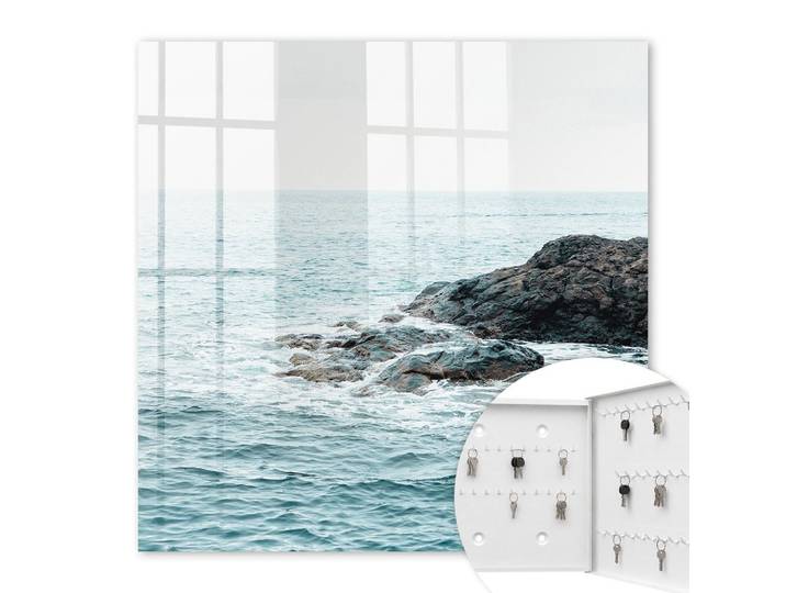SCHLÜSSELBOX Weiß 30x30 cm – Türöffnung nach rechts - Meereswellen