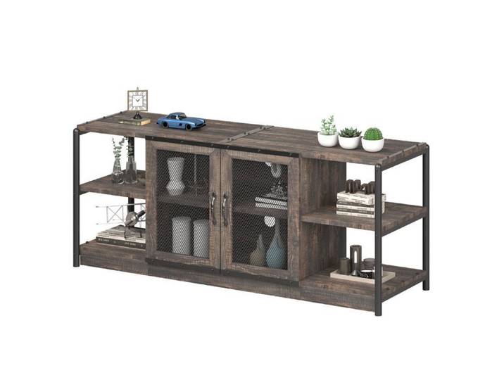 Meuble TV industriel 160 X 46 X 63.5CM en Bois et Acier Style industriel Bois Meuble console TV pour le salon