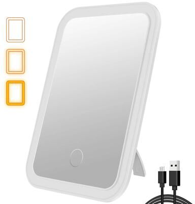 Uplift Picks Glow Ready LED Makeup Mirror Dimmable 3 Color Foldable Travel Vanity Mirror Glow Ready LED Makeup Mirror Dimmable 3 Color Foldable Travel Vanity Mirror