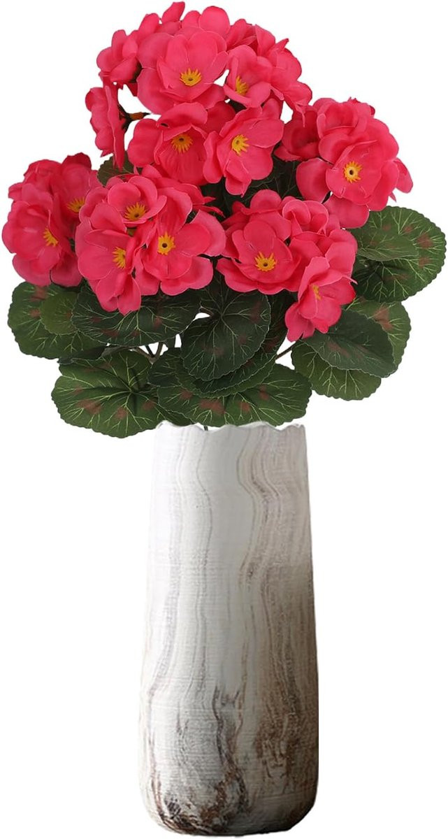 Rode Kunstbloemen Geraniums - UV-bestendige Decoratieve Bloemen - 36 x 20 cm