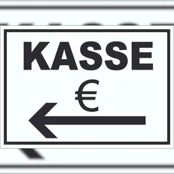 HB-Druck Kasse Aufkleber mit Pfeil nach links A1 (594x841mm)