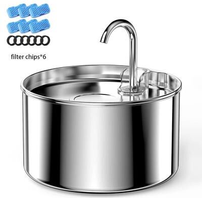 Uplift Essentials Large Capacity Stainless Steel Automatic Pet Water Fountain fountain 6 Extra Filters