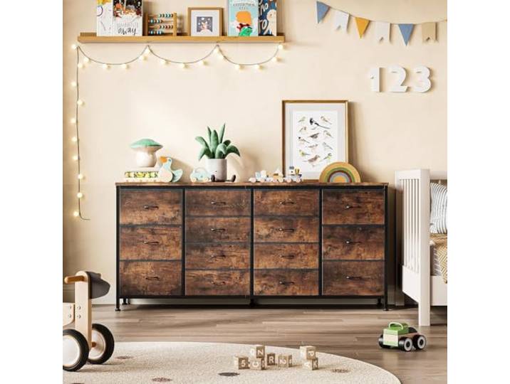 Zstar Sideboard Kommode Vintage Kleiner Schrank Für Schlafzimmer Kleine Schränke Stoffkommode Flur Cabinet Braun